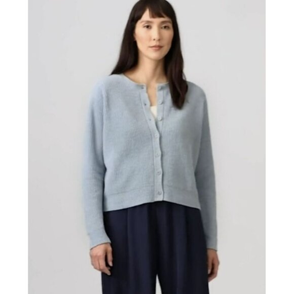Eileen Fisher Oversized Frost Crew Neck Ribbed Cardigan XS NWT - Picture 1 of 4